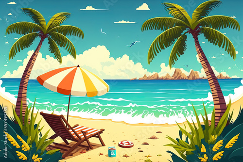 Beach and sea of summer vacation relaxation. Generative AI