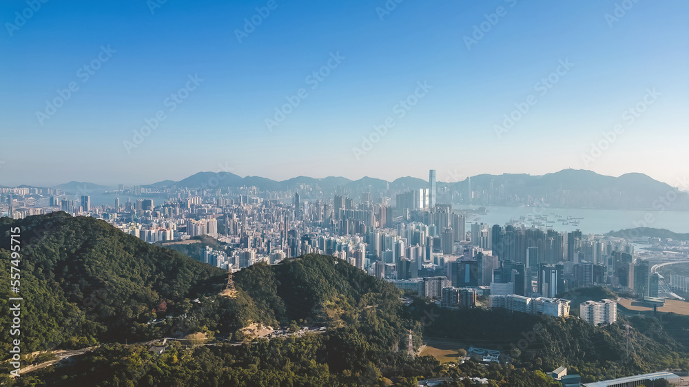 Fototapeta premium Kowloon and Kam Shan Country Park, Hong Kong 2 March 2022