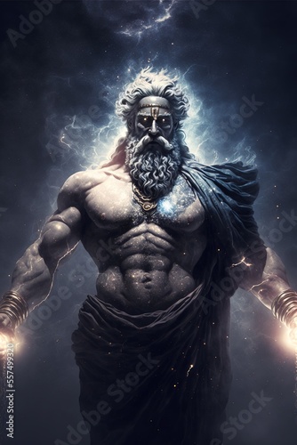The primordial darkness embodying a greek god, erebus wearing ancient greek glothing, galaxy with solar system as background, cinematic, soft studio lighting, backlighting Generative AI