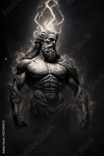 The primordial darkness embodying a greek god, erebus wearing ancient greek glothing, galaxy with solar system as background, cinematic, soft studio lighting, backlighting Generative AI