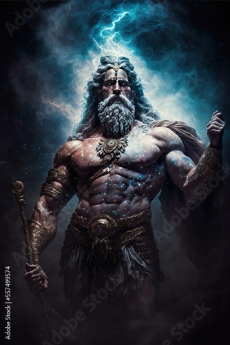 The primordial darkness embodying a greek god  erebus wearing ancient greek glothing  galaxy with solar system as background  cinematic  soft studio lighting  backlighting Generative AI