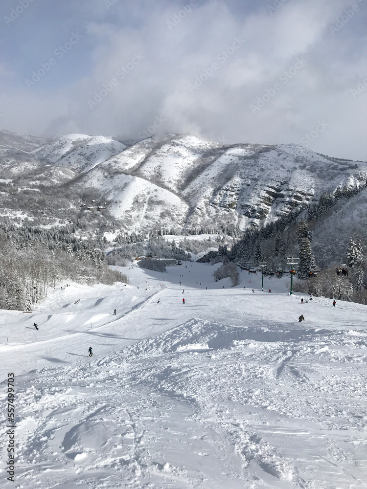 snow covered mountains ski area