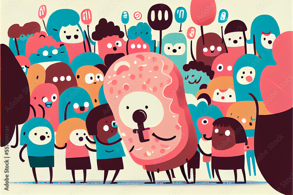 Naklejka premium Quirky crowd of cartoon characters