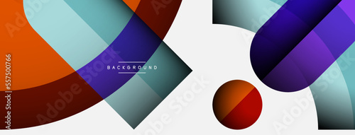 Geometric abstract background. Round shapes, circles, lines composition for wallpaper banner background or landing page
