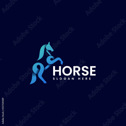 Vector Logo Illustration Horse Gradient Line Art Style.