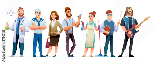 Group of people from different profession characters illustration