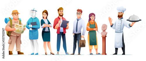 Group of people from different profession characters vector illustration