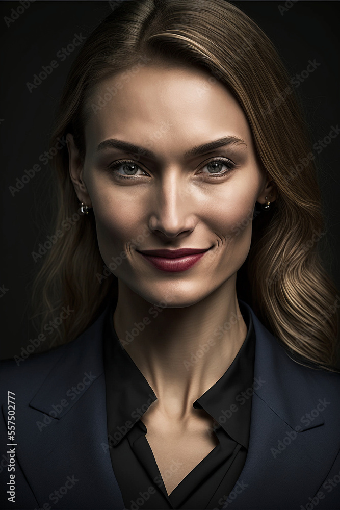 Beautiful Commercial businesswoman in front of a dark background Beautiful Commercial businesswoman in front of a dark background