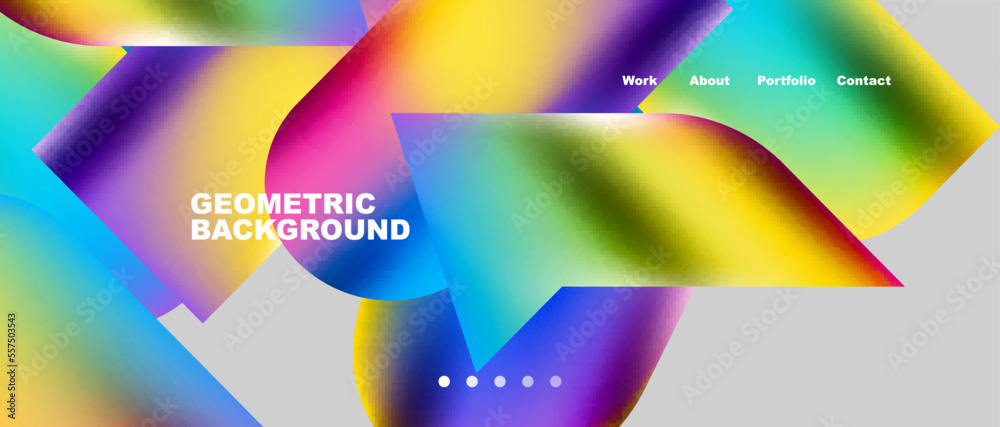 Landing page background template. Colorful plastic round shapes abstract composition. Vector illustration for wallpaper, banner, background Landing page background template. Colorful plastic round shapes abstract composition. Vector illustration for wallpaper, banner, background