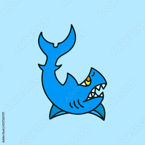 vector flat concept blue shark illustration
