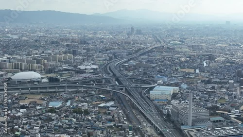 大阪府門真市上空の空撮写真　門真ジャンクション、ラクタブドーム等 photo