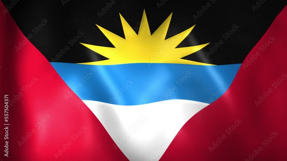 Animation of Antigua and Barbuda flag. 4K. Antiguan and Barbudan flag flying, 3D flag render animation Animation of Antigua and Barbuda flag. 4K. Antiguan and Barbudan flag flying, 3D flag render animation