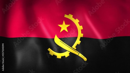 Animation of Angolan flag. 4K. Angola flag flying, Republic of Angola flag render animation	