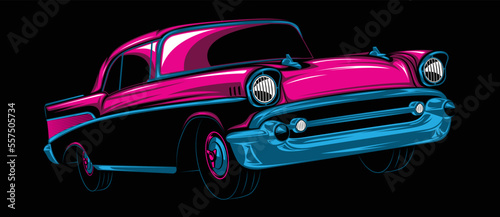 Abstract American Classic Car. Glow, Shine and Neon Effect 2