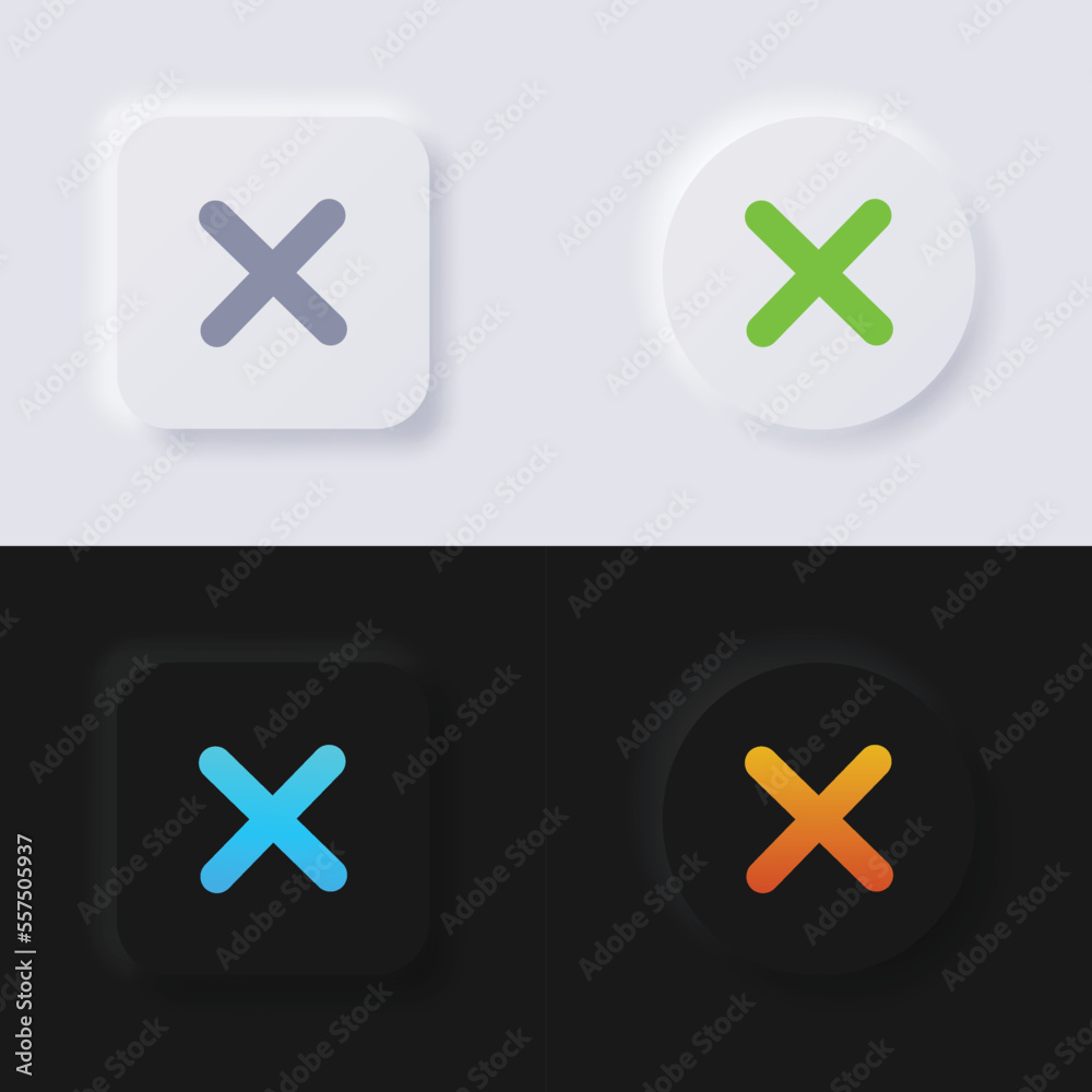 Obraz premium Cross icon set, Multicolor neumorphism button soft UI Design for Web design, Application UI and more, Button, Vector.