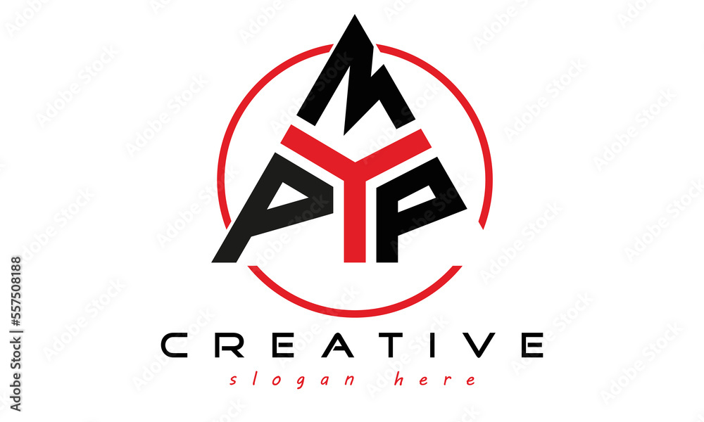 PMP three letter creative triangle shape in circle logo design vector ...