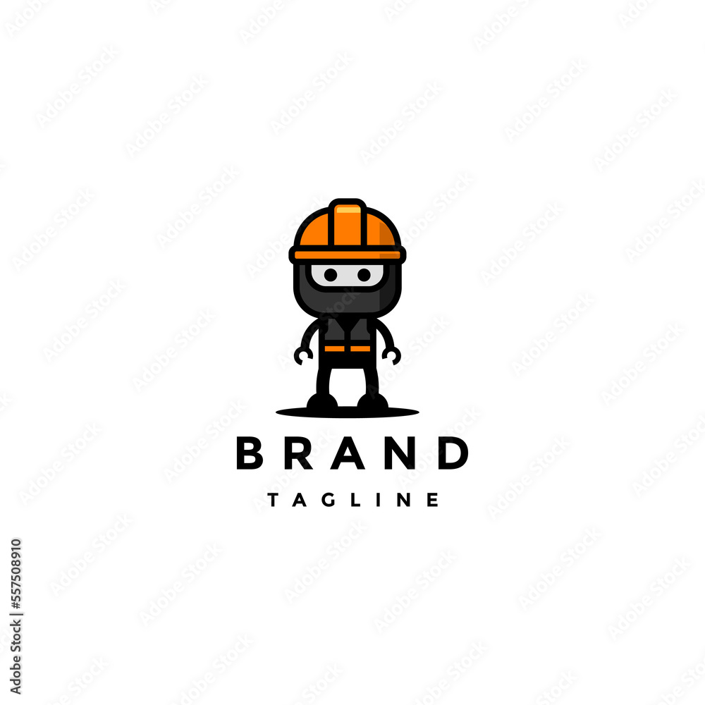Mining Bot Character Logo Design. Mining Bot Icon With Safety Jacket And Helmet Logo Design. Mining Bot Character Logo Design. Mining Bot Icon With Safety Jacket And Helmet Logo Design.