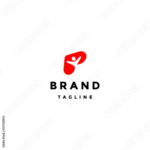 Person Silhouette Inside Letter P Logo Design. Letter P with Silhouette of Man With Open arm Inside Logo Design.