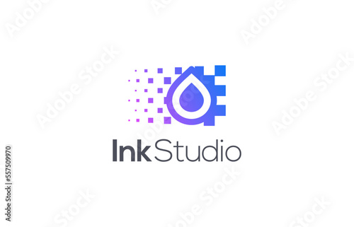 waterdrop and pixel logo design templates