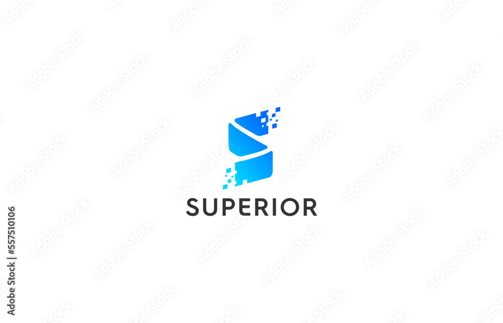 letter s pixel technology logo design templates