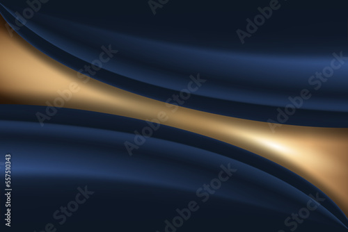 Abstract blue and gold waved shapes elegant background