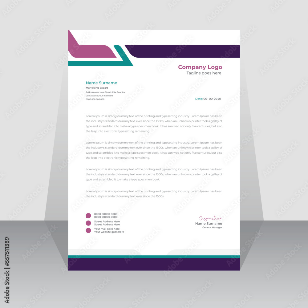 Modern corporate business company letterhead design template