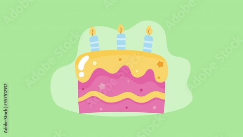 happy birthday pink cake animation