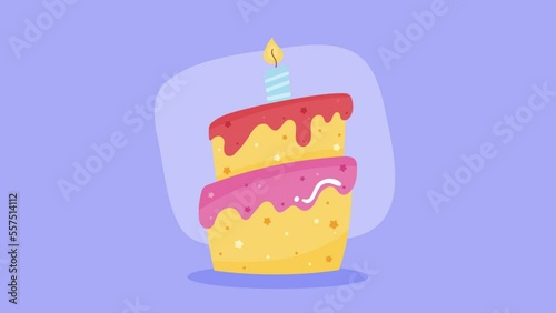 happy birthday yellow cake animation