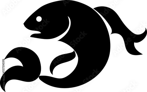 Twelve signs of the zodiac. Pisces. Silhouette