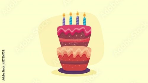 happy birthday red cake animation