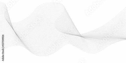 Wave line background with smooth shape. Beautiful wavy line on a white background. Horizontal banner template. Abstract futuristic template. Chrome technological wallpaper.