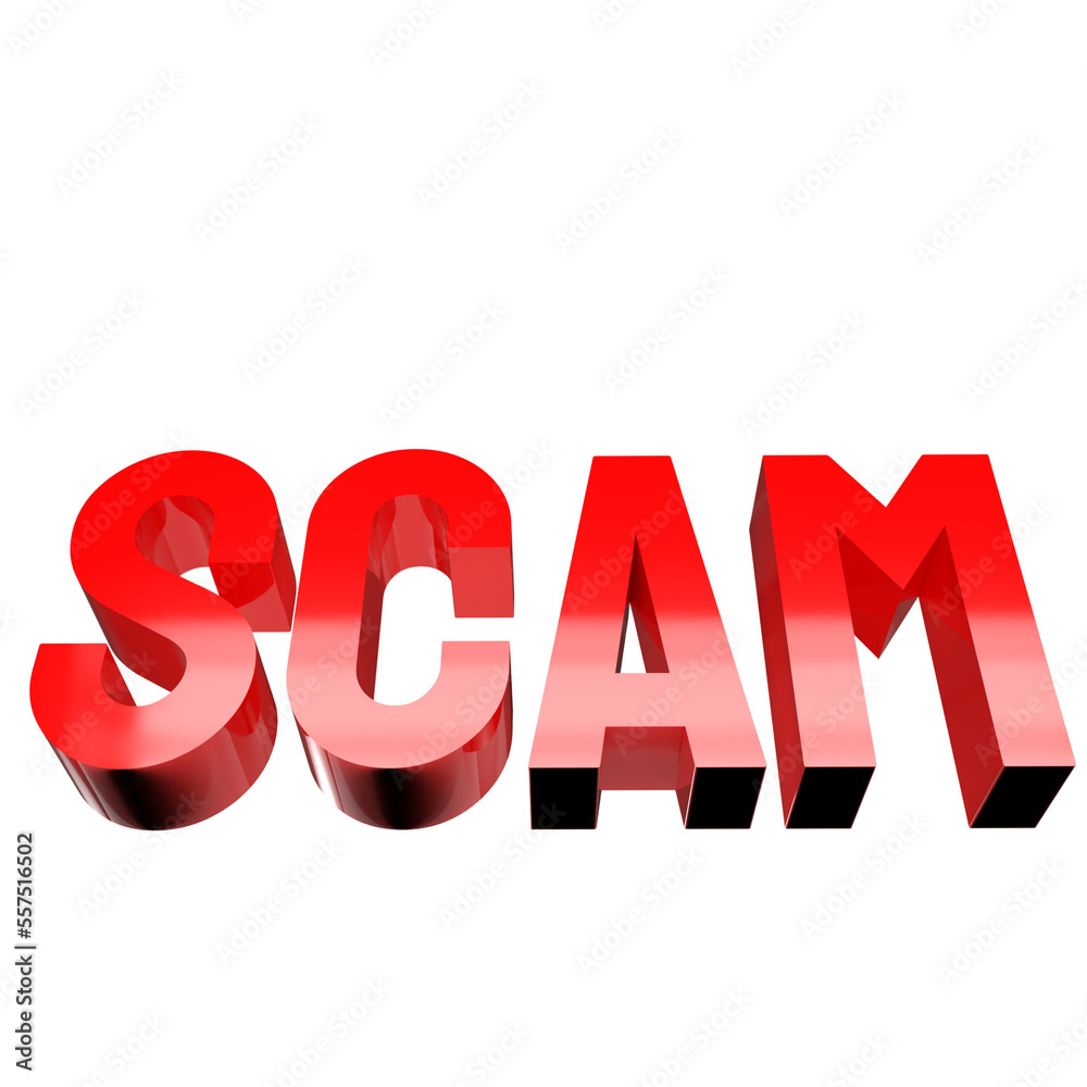 The red scam text 3d rendering The red scam text 3d rendering