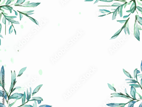 Cadre d'herbe et d'arbres tactiles à l'aquarelle. Cadre de décoration de plantes vertes. Illustration vectorielle d'herbe et d'arbres tactiles réalistes