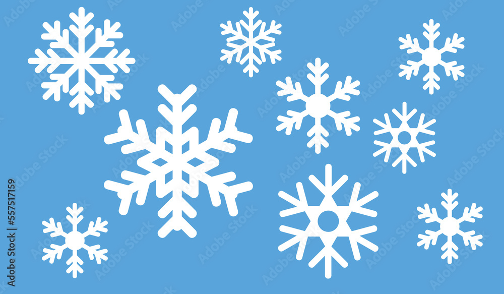 Snowflake set on blue background Snowflake set on blue background