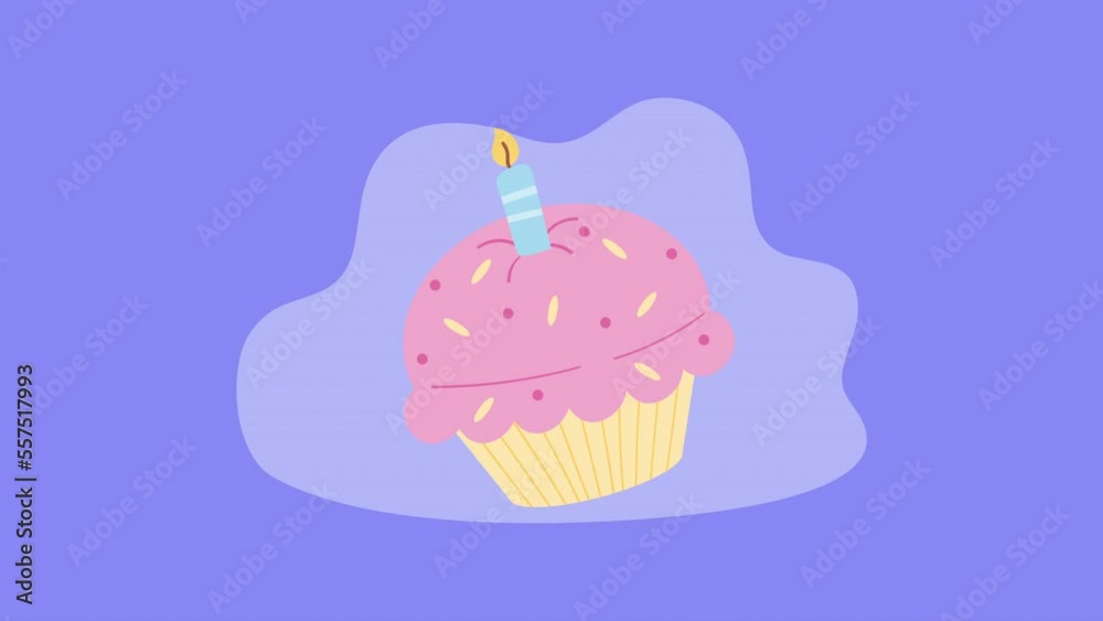 sweet cupcake with birthday candle animation sweet cupcake with birthday candle animation