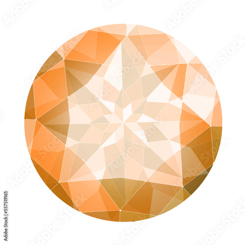 ラウンドブリリアントカットのオレンジ色のジュエリーイラスト画像