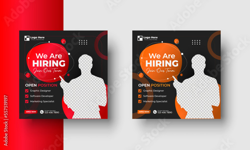We are hiring job vacancy social media post or square web banner template design