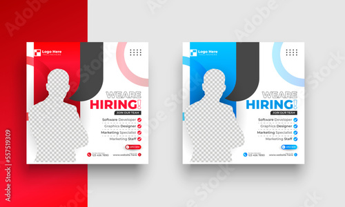 We are hiring job vacancy social media post or square web banner template design