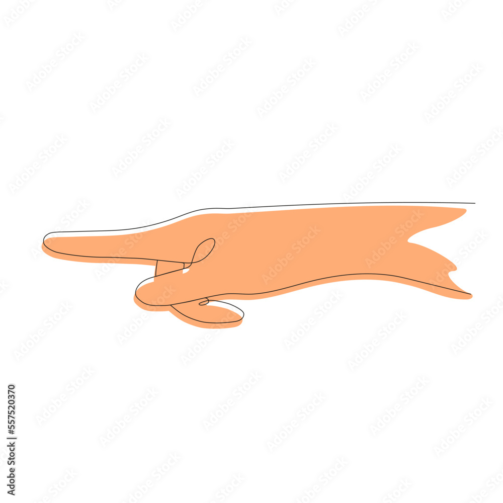 vector image of a hand pointing direction with index finger. one line style. EPS 10 vector image of a hand pointing direction with index finger. one line style. EPS 10