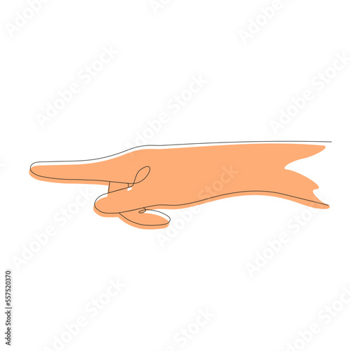 vector image of a hand pointing direction with index finger. one line style. EPS 10