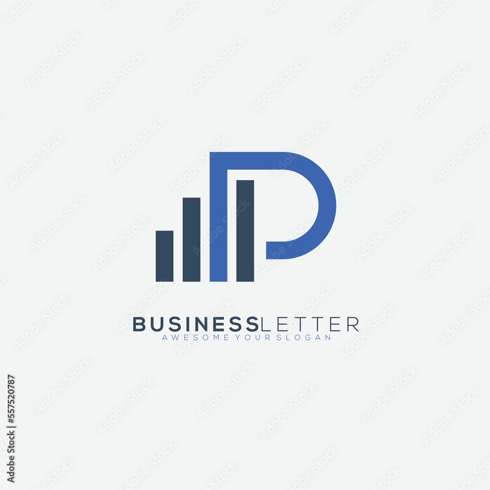 business letter p design gradient color template