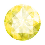 ラウンドブリリアントカットの黄色いジュエリー水彩イラスト画像