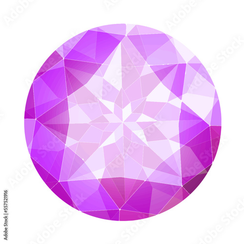 ラウンドブリリアントカットの紫のジュエリーイラスト画像