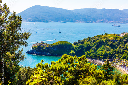 Gulf with many yachts and boats near beach o of Italy