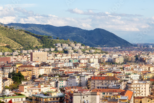 Touristic City by the Sea. Salerno, Italy. Aerial View. Cityscape and mountains background © edb3_16