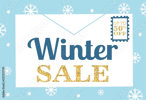 Winter sale horizontal banner.Vector banner illustration.