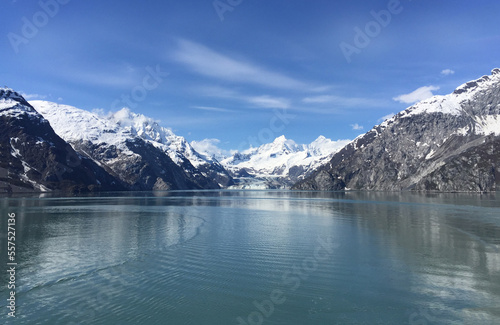 Alaska cruise view of Glacier Bay National Park at the end of May.