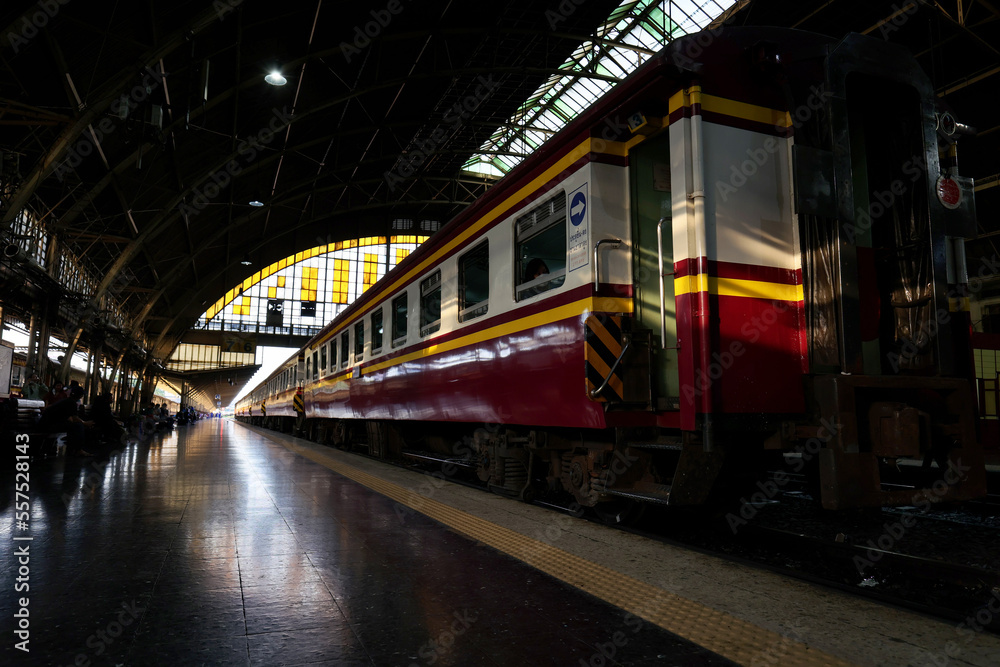 train station in the evening at Hua Lamphong Station train station in the evening at Hua Lamphong Station