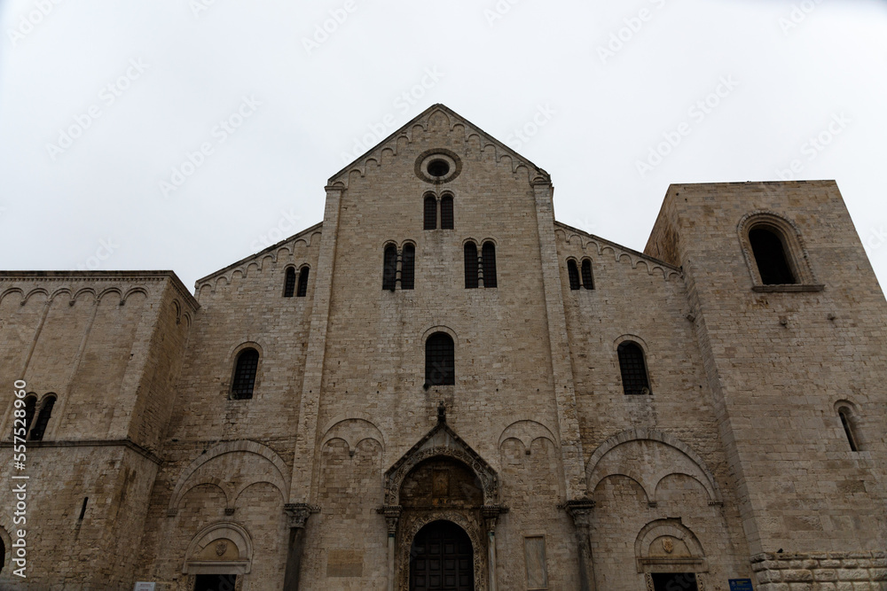 View to exterior of basilica San Nicola in Bari