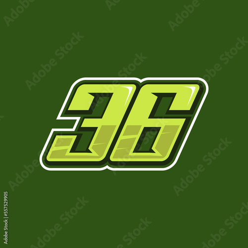 Racing number 36 logo design vector